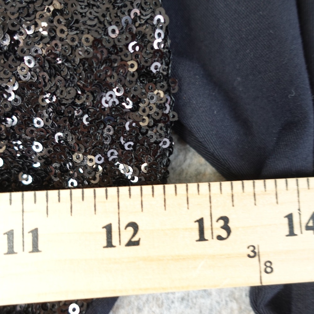 Bebe Crop Top Womens M Black Sequin Wrap V Neck Stretch Disco Glam Party NWT - Picture 5 of 10